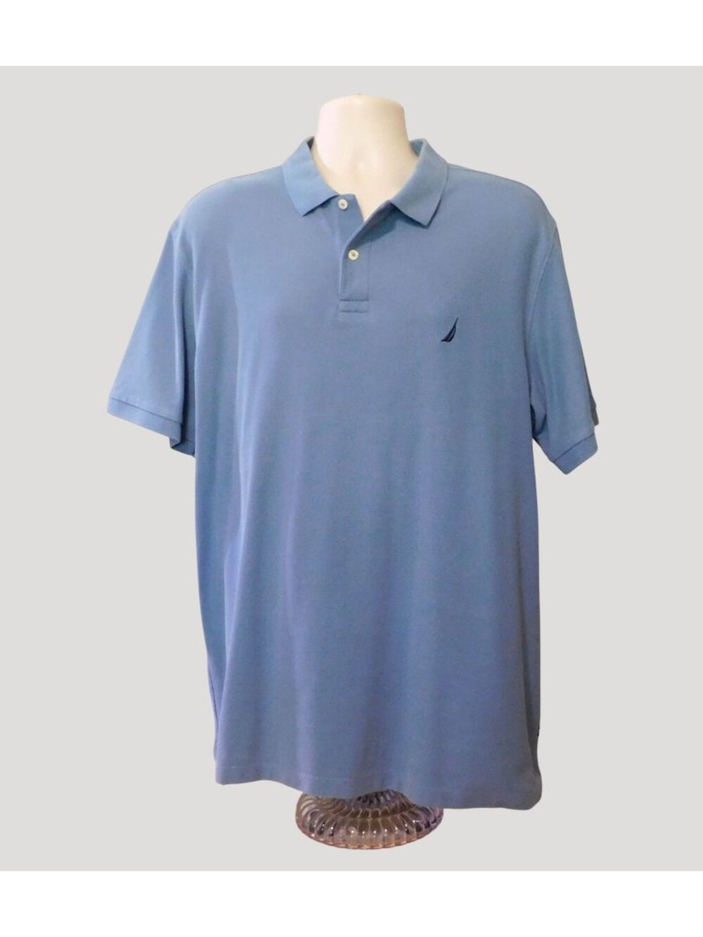 Nautica Performance Deck Polo Shirt Mens XL Light Blue Classic Fit Cotton Blend